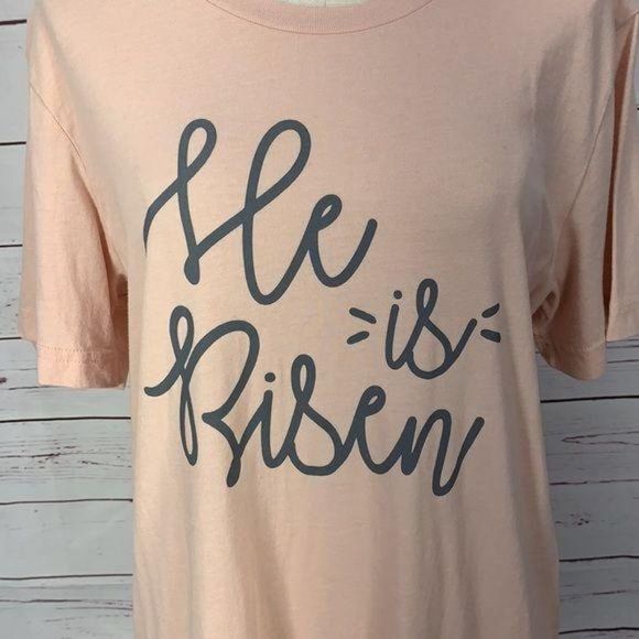 Bella‎ Canvas He Is Risen Peach Size Large Tee shirt - Picture 5 of 8